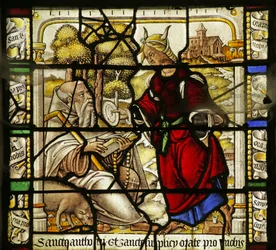 Vitrail représentant la tentation de Saint Antoine